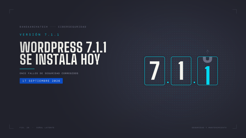 Contador de versión de WordPress con tres cifras, 7.1.1, donde la última gira para pasar del cero al uno