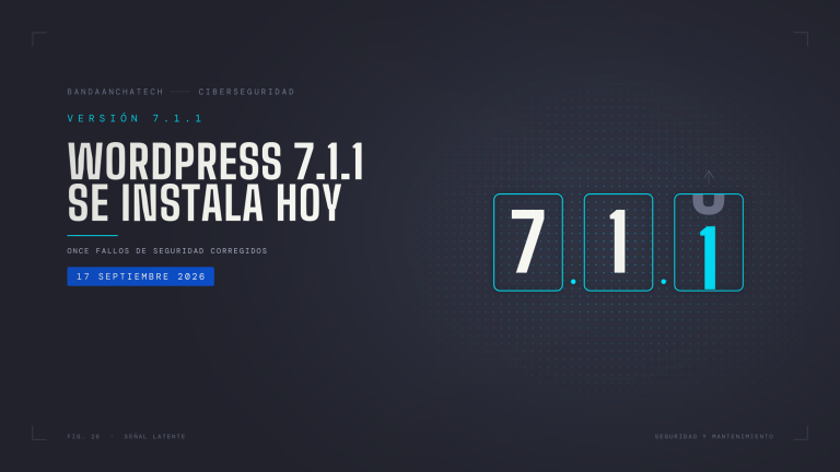 Contador de versión de WordPress con tres cifras, 7.1.1, donde la última gira para pasar del cero al uno